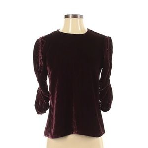Rebecca Taylor 3/4 sleeve velvet top in deep burgundy